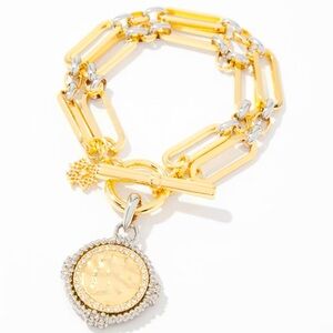 NWT WHBM Mixed-Metal Toggle Coin Bracelet